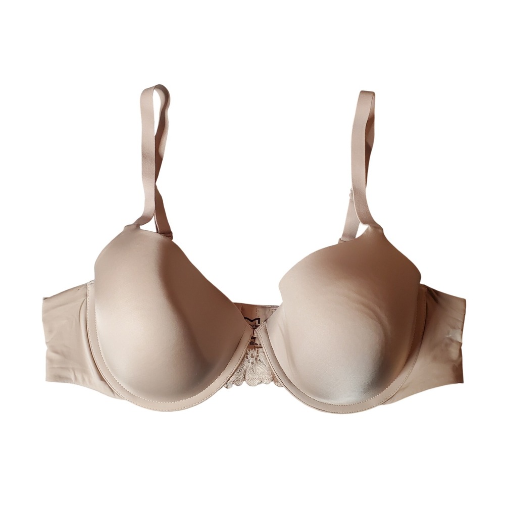 Maidenform Fab Fit Convertible T-Shirt Bra 38B Beige Lace Trim Underwire DM7549
